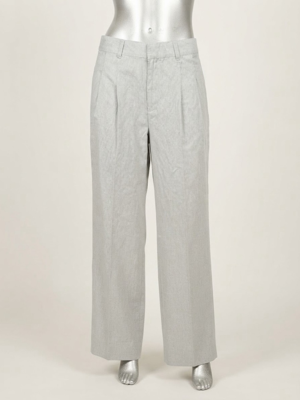 The Script Size 4 Linen Blend Wide Leg Pleated Trousers Pistachio NWT $378